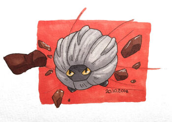 Rule 34 | commentary, dated, debris, english commentary, full body, gen 3 pokemon, ilderart, inktober, marker (medium), motion lines, nintendo, no humans, pokemon, pokemon (creature), pokemon focus, rock, shelgon, solo, traditional media