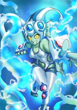 Rule 34 | absurdres, digimon, digimon (creature), fins, frog girl, head fins, helmet, highres, monster girl, pixiv user (78209775), ranamon