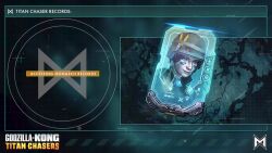 1girl 3d aiming animated audible_music ballistic_helmet ballistic_shield black_hair blue_eyes bone breasts bush character_name character_profile cleavage cross_promotion crossover day directed-energy_weapon dirt electricity electroshock_weapon energy energy_barrier energy_gun energy_weapon english_text facepaint fangs fern firing flash_shield godzilla_(series) godzilla_x_kong:_the_new_empire godzilla_x_kong:_titan_chasers grass gun helmet highres hunted_cow_studios king_kong_(series) large_breasts legendary_pictures mercenary military_uniform monsterverse nature official_art outdoors plant promotional_art recording sharp_teeth shield skull sound stun_shield teeth tie-in tilting_point_llc vale_(godzilla_x_kong:_titan_chasers) video video_game war_paint weapon