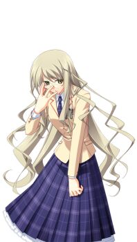 1girl adjusting_eyewear angry black_pantyhose blazer breasts brown_jacket chaos;head collared_shirt constricted_pupils curly_hair dress_shirt furious game_cg glasses green_eyes green_hair hair_ornament hairpin hand_on_own_face jacket kusunoki_yua leaning_forward long_hair long_sidelocks long_skirt looking_at_viewer matsuo_yukihiro miniskirt necktie non-web_source official_art open_mouth pantyhose petticoat plaid_clothes plaid_necktie plaid_skirt purple_necktie round_eyewear school_uniform science_adventure shirt sidelocks skirt small_breasts solo sprite suimei_academy_school_uniform transparent_background very_long_hair white_shirt winter_uniform yandere