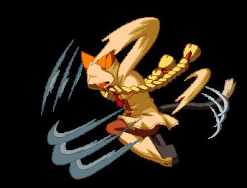 animated animated_gif arc_system_works blazblue food fruit lowres official_art orange_(fruit) taokaka