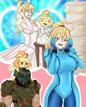 Rule 34 | doomguy, highres, isabelle (animal crossing), samus aran, tagme, yuri