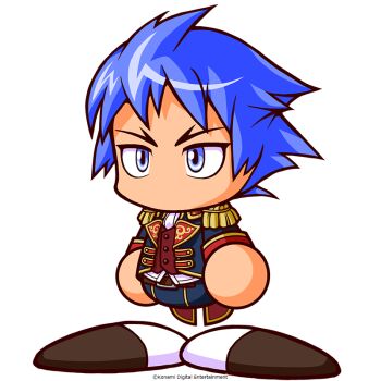 1girl artist_request belt blue_eyes blue_hair blue_jacket blue_pants brown_belt brown_shoes commentary_request copyright_notice epaulettes gold_trim jacket jikkyou_powerful_pro_yakyuu jikkyou_powerful_pro_yakyuu_(style) multicolored_jacket multicolored_shoes no_mouth official_art open_clothes open_jacket pants power_pro_appli rayman_limbs red_jacket red_vest saeki_hajime shirt shoes short_hair solo tomboy two-tone_shoes vest white_background white_shirt white_shoes