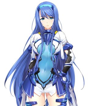 1girl armor blue_eyes blue_hair bodysuit breasts breasts_apart choukou_(alicesoft) choukou_shinki_ixseal covered_navel cowboy_shot elbow_gloves ellis_xillia game_cg gloves hairband hand_on_own_hip ixseal large_variant_set leotard long_hair looking_at_viewer magical_girl medium_breasts mole non-web_source official_art onigirikun skin_tight solo standing thighhighs transparent_background variant_set very_long_hair