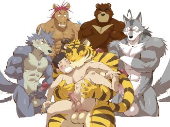 6+boys abs ahoge anal animal_ears animal_penis artist_name bara bear_boy bear_ears blush censored closed_eyes commentary_request completely_nude cross_scar dog_boy dog_ears dog_tail empty_eyes erection facing_another furry furry_male furry_with_non-furry highres horse_boy horse_ears horse_penis interspecies jewelry juuichi_mikazuki keisuke_hirama kiss kouya_aotsuki male_focus mane morenatsu mosaic_censoring multiple_boys multiple_scars muscular muscular_male necklace nishimura_hiroyuki_(morenatsu) nude one_eye_closed pectorals penis precum scar scar_across_eye scar_on_face scar_on_head shirako_(kirupi) tail tail_wagging ten_kodori testicles thick_eyebrows tiger_boy tiger_ears tiger_stripes tiger_tail torahiko_oshima white_background wolf_boy wolf_ears wolf_tail yaoi