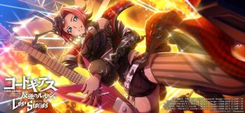 1girl blue_eyes breasts code_geass code_geass:_lost_stories guitar highres instrument kouzuki_kallen large_breasts official_art red_hair solo