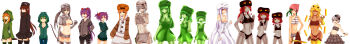 1boy 6+girls absurdres ander_(at2.) andr at2. bikini blaze_(minecraft) bow_(weapon) breasts brown_hair cave_spider child cleavage creeparka creeper cupa_(at2.) dark-skinned_female dark_skin enderman flat_chest ghast green_hair grin hair_bobbles hair_ornament hat highres hood hoodie iron_golem_(minecraft) jack-o&#039;-lantern large_breasts long_hair long_image magma_cube medium_breasts minecraft mob_talker monster_girl multiple_girls no_bra orange_hair pantyhose parka personification purple_hair red_hair saliva short_hair silverfish_(minecraft) simple_background skeleton_(minecraft) slime_(minecraft) slime_girl small_breasts smile spider_(minecraft) swimsuit sword thighhighs trap very_long_hair villager_(minecraft) weapon white_hair wide_image zombie_(minecraft) zombified_piglin