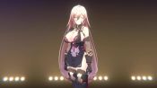 1girl 3d animated audible_music black_gloves black_thighhighs blonde_hair bouncing_breasts bra bra_peek bra_strap breasts cleavage clothing_cutout dancing gloves large_breasts long_hair nijisanji nui_sociere partially_fingerless_gloves red_bra solo sound stage thighhighs underwear very_long_hair video virtual_youtuber yellow_eyes