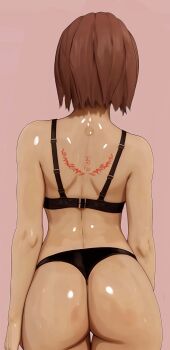 absurdres ass back back_tattoo bra highres ish33r nel_zelpher red_hair red_tattoo shiny_skin short_hair star_ocean star_ocean:_till_the_end_of_time tattoo thong underwear