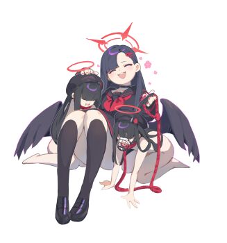 3girls absurdres bdsm beret black_choker black_footwear black_hair black_sailor_collar black_serafuku black_skirt black_socks black_wings blue_archive choker closed_eyes completely_nude dress_shoes feathered_wings femdom flower hair_ornament hairclip halo hand_on_another's_head hat highres holding holding_leash ichika_(blue_archive) justice_task_force_member_(blue_archive) kneehighs knees_up leash long_hair low_wings multiple_girls muzzle nail_polish neckerchief niunaigaoban nude open_mouth pleated_skirt red_halo red_neckerchief sailor_collar school_uniform serafuku skirt socks wings