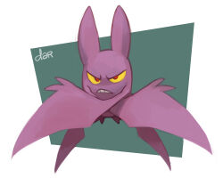 Rule 34 | animal focus, bat (animal), colored sclera, creatures (company), crobat, dar-draws, frown, game freak, gen 2 pokemon, looking at viewer, nintendo, no humans, pokemon, pokemon (creature), red eyes, simple background, solo, teeth, white background, wings, yellow sclera