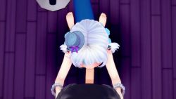 1boy 1girl 3d animated barefoot blue_eyes blush chris_flandre cum cum_in_mouth fellatio flat_chest floor gawr_gura gokkun hair_ornament heart heart-shaped_pupils hetero highres hololive hololive_english kneeling koikatsu_(medium) loli looking_at_viewer looping_animation nipples on_floor open_mouth oral penis pov pov_crotch shark_girl sharp_teeth smile soles solo_focus sound swallowing symbol-shaped_pupils teeth toes uncensored video virtual_youtuber white_hair wooden_floor