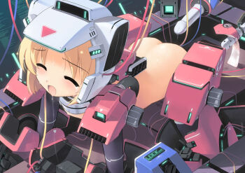 1girl bad_id bad_pixiv_id blonde_hair blush closed_eyes cockpit dildo flat_chest helcat jiji_(aardvark) loli machine mecha mecha_musume nipples nude penis robot saliva sex_machine sex_toy short_hair solo sweat tears zoids