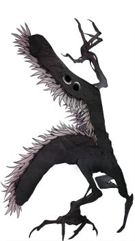 Rule 34 | anatomical nonsense, black skin, colored skin, dilated pupils, full body, highres, monster, nameno92372763, original, sharp teeth, simple background, teeth, too many teeth, white background