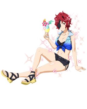 1girl breasts dungeon_ni_deai_wo_motomeru_no_wa_machigatteiru_darou_ka eyepatch hephaistos_(danmachi) large_breasts official_art red_hair smile source_request