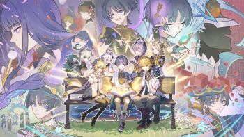 6+boys 6+girls absurdres aether_(as_heaven_and_earth_are_made_anew)_(genshin_impact) aether_(genshin_impact) ahoge akademiya_uniform albedo_(genshin_impact) alternate_costume animal_ear_hood animal_ears anklet aqua_eyes aqua_gem aqua_hair arm_at_side armlet armor armpit_cutout asymmetrical_sidelocks autumn_leaves bench black_bodysuit black_boots black_bow black_bridal_gauntlets black_coat black_dress black_gloves black_hair black_hood black_horns black_kimono black_mask black_pants black_sandals black_scarf black_shirt black_shrug black_skin black_sleeves blonde_hair blue_cape blue_hair blue_hat blue_hood blue_jingasa blue_sleeves blunt_bangs blunt_ends bodysuit book boots bow bracelet braid breasts bridal_gauntlets bright_pupils brown_hair brown_pants cable cape chest_jewel closed_eyes closed_mouth clothing_cutout coat collared_coat colored_skin commentary_request contrast_collar cowlick cross-shaped_pupils cyno_(genshin_impact) dark-skinned_male dark_skin detached_sleeves diamond_hair_ornament doll dottore_(exalted_master_of_the_heretical_path)_(genshin_impact) dottore_(genshin_impact) dragon_horns dragon_on_shoulder dress drill_hair durin_(genshin_impact) earrings eye_mask eyelashes eyeliner faceless faceless_female faceless_male facing_object fake_animal_ears falling_petals faruzan_(genshin_impact) feathers fingernails flower fox_boy fox_ears fuli_(narumiyafuri) full_body gem genshin_impact gloves glowing_object gold gold_anklet gold_bracelet gold_ring gold_sandals gold_trim grass green_cape green_eyes green_gem green_hair green_sleeves grey_pants hair_bow hair_flower hair_ornament hakama hakama_shorts half_crown_braid half_up_braid half_up_half_down_braid halo hand_on_own_chest hand_on_own_chin hand_on_own_face hand_on_own_hip hand_up hands_on_own_hips hands_on_own_thighs hands_up hat headscarf height_difference high_heels highres holding holding_book holding_doll holding_feather hood hoodie horns index_finger_raised japanese_armor japanese_clothes jewelry jingasa juban juliet_sleeves kariginu kaveh_(genshin_impact) kimono kote kurokote layered_dress layered_sleeves layla_(genshin_impact) leaf leaf_hair_ornament leg_warmers lightning long_hair long_sleeves looking_at_animal looking_at_viewer looking_to_the_side low-braided_long_hair low-tied_long_hair lumine_(as_heaven_and_earth_are_made_anew)_(genshin_impact) lumine_(genshin_impact) makeup mandarin_collar mask mechanical_halo medium_breasts medium_dress medium_hair middle_ring mini_durin_(genshin_impact) mitsudomoe_(shape) multicolored_hair multiple_boys multiple_girls multiple_persona mystical_high_collar nahida_(genshin_impact) neck_ring niwa_(genshin_impact) official_alternate_costume open_book open_clothes open_coat open_hands open_kimono open_mouth paimon_(genshin_impact) pants partially_fingerless_gloves petals pink_eyes pink_halo pink_petals pleated_shorts pointy_ears pom_pom_(clothes) popped_collar puffy_sleeves purple_electricity purple_eyes purple_hair purple_kimono purple_nails purple_rope purple_sash purple_shirt purple_sleeves purple_veil purple_vest raglan_sleeves raiden_shogun red_eyeliner red_gem red_hair red_kimono romper rope sandals sash scaramouche's_sickly_friend_(genshin_impact) scaramouche_(genshin_impact) scaramouche_(kabukimono)_(genshin_impact) scarf shimenawa shirt shoes short_hair short_hair_with_long_locks short_sleeves shorts shrug_(clothing) side_cape side_ponytail sidelocks single_sode sitting smile standing stirrup_footwear streaked_hair stuffed_toy symbol-shaped_pupils tareme thigh_boots tighnari_(genshin_impact) toes tomoe_(symbol) tsurime turtleneck turtleneck_shirt twin_drills twintails twitter_username usekh_collar vambraces veil very_long_hair vest vision_(genshin_impact) wanderer_(genshin_impact) white_bow white_coat white_dress white_hair white_hoodie white_kimono white_leg_warmers white_pupils white_romper white_rope white_sandals white_scarf white_shirt white_shoes white_sleeves white_trim white_vest wind wispy_bangs x_hair_ornament yellow_eyes yellow_feathers zouri