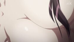 1boy 2girls animated anime_screenshot bed between_breasts black_hair bouncing_breasts breast_smother breasts close-up collarbone completely_nude convenient_censoring dragon_girl dragon_horns dragon_tail elf face_between_breasts face_to_breasts hair_censor hair_over_breasts head_between_breasts highres horn horns kitase_kazuhiro large_breasts long_hair looking_at_breasts mariabelle_(elf-san) multiple_girls navel nihon_e_youkoso_elf-san. nude on_bed open_mouth pointy_ears sidelocks single_horn sleeping sound stomach tail very_long_hair video white_hair wide_hips wridra