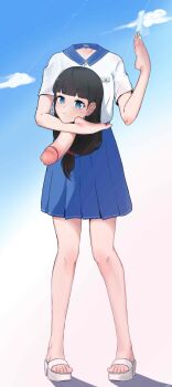 1girl absurdres artist_request blush character_request cleft_of_venus copyright_request dickneck disembodied_head disembodied_penis dullahan flat_chest headless highres loli misplaced_genitals penis penis_neck pussy school_uniform solo tagme what