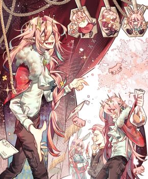 Rule 34 | 3boys, ^ ^, androgynous, animal ears, animification, ascot, bag, bishounen, black pants, blood, bloody knife, blue overalls, braid, cape, carrot, chinese commentary, closed eyes, commentary request, commission, creator connection, crown, dream smp, earrings, extra ears, flower, fur-trimmed cape, fur trim, gold crown, hair between eyes, hair flower, hair ornament, highres, holding, holding bag, holding knife, humanization, in-franchise crossover, intestines, jewelry, knife, long hair, long sleeves, looking at viewer, male focus, minecraft youtube, multiple boys, multiple views, organs, origins smp, overalls, pants, pig, pink hair, pointed crown, pointy ears, potato, rabbit boy, rabbit ears, red cape, red eyes, shirt, side braid, single braid, single earring, sir billiam iii, suvivi (sywei37412), tales from the smp, technoblade, technoblade (bunny), tusks, white ascot, white shirt