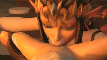 1girl 3d anaru animated animated_gif cum cum_in_mouth ejaculation fellatio link mature_female nintendo oral penis pov princess_zelda shota small_penis spread_legs the_legend_of_zelda young_link