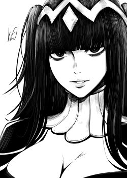 1girl breasts cleavage fire_emblem fire_emblem_awakening large_breasts long_hair looking_at_viewer lughost nintendo solo tharja_(fire_emblem) twintails