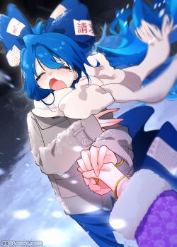2girls absurdres asaka_haru123 highres holding_hands multiple_girls scarf siblings sisters snowing touhou yorigami_jo'on yorigami_shion