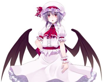 Rule 34 | 1girl, arm at side, ascot, back bow, bat wings, blush, bow, brooch, center frills, commentary request, cowboy shot, crote, dress, fingernails, frilled dress, frilled shirt, frilled shirt collar, frilled skirt, frills, hand on own hip, hat, hat ribbon, highres, jewelry, large variant set, layered skirt, looking at viewer, mob cap, open mouth, pink hat, pink shirt, pink skirt, pink wrist cuffs, puffy short sleeves, puffy sleeves, purple hair, red ascot, red bow, red eyes, remilia scarlet, ribbon, shirt, short hair, short sleeves, skirt, solo, standing, tachi-e, teeth, touhou, transparent background, upper teeth only, v-shaped eyebrows, variant set, wide-eyed, wings, wrist cuffs
