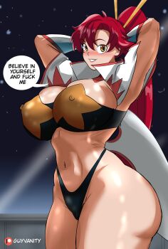 Rule 34 | 1girl, blush, breasts, guyvanity, large breasts, long hair, red hair, smile, tengen toppa gurren lagann, yellow eyes, yoko littner