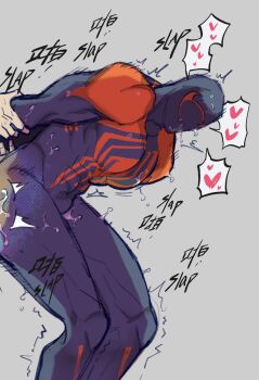 2boys anal animal_print bara blue_bodysuit blue_mask bodysuit bulge clothed_sex digital_dissolve erection erection_under_clothes feet_out_of_frame grabbing_another&#039;s_arm highres large_pectorals loving_aura male_focus male_penetrated marvel mingjun multicolored_bodysuit multiple_boys muscular muscular_male pectorals print_bodysuit red_bodysuit saliva sex sex_from_behind skin_tight solo_focus sound_effects spider-man:_across_the_spider-verse spider-man_(2099) spider-man_(series) spider-verse spider_print standing standing_sex tears thighs trembling two-tone_bodysuit yaoi