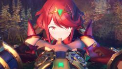 1boy 2girls 3d animated blonde_hair cum cum_in_mouth fellatio gloves hetero looking_at_viewer multiple_girls mythra_(xenoblade) oral outdoors penis pov pov_crotch pov_hands pyra_(xenoblade) red_eyes red_hair rex_(xenoblade) shota sound source_request spread_legs tagme uncensored video xenoblade_chronicles_(series) xenoblade_chronicles_2 yellow_eyes yellowbea
