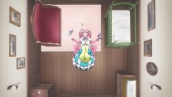 2girls animated anime_screenshot apron baby_bottle blonde_hair blue_dress blue_eyes blush bottle breasts closed_eyes diaper dress drill_hair drinking elbow_gloves facial_mark flower forehead forehead_mark gloves groin hair_ribbon hanabishi_haruka hand_on_another&#039;s_head hand_on_another&#039;s_stomach heart highres large_breasts lily_(flower) linea_alba long_hair long_sleeves magia_magenta magical_girl mahou_shoujo_ni_akogarete morino_korisu multiple_girls navel neck_ribbon nero_alice open_mouth peeing peeing_self pink_gloves pink_hair pink_ribbon pink_thighhighs red_eyes red_ribbon ribbon rolling_eyes shirt smile sound stomach stuffed_animal stuffed_toy tagme tearing_up thighhighs thighs twin_drills twintails video water white_apron white_ribbon white_shirt wrist_cuffs