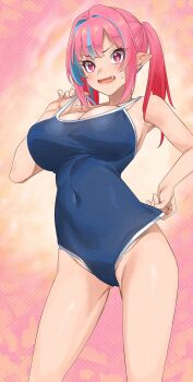 1girl breasts cleavage colorized gaston18 kanan-sama_wa_akumade_choroi kanan_(kanan-sama) large_breasts pink_hair solo swimsuit twintails