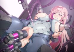 Rule 34 | 1girl, anal, anal object insertion, blush, breasts, clenched teeth, girls&#039; frontline, lactation, large breasts, milking machine, mole, mole under eye, nandz, nipples, object insertion, pink hair, pussy juice, red eyes, restrained, sex, sex machine, sig mcx (crimson meteor) (girls&#039; frontline), sig mcx (girls&#039; frontline), solo, spread legs, stationary restraints, teeth, vaginal, vaginal object insertion