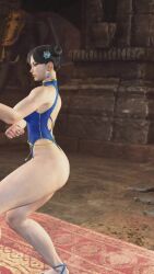 1girl 3d alternate_costume animated ass breasts capcom chun-li curvy eyelashes fighting_stance bad_tag highleg highleg_leotard highres huge_ass leotard looking_at_viewer medium_breasts one-piece_swimsuit ryona shiny_clothes skin_tight solo_focus sound street_fighter street_fighter_6 stretching swimsuit tagme thick_thighs thigh_gap thighs thong_leotard video violence walking wide_hips