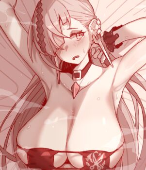 Rule 34 | bikini, breasts, collar, duel monster, earrings, imageboard colors, jewelry, large breasts, lowres, non-web source, oekaki, sagging breasts, side-tie bikini bottom, sweat, swimsuit, tearing up, witchcrafter haine, yu-gi-oh!