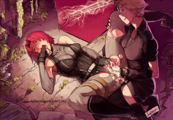 10s 2012 2girls ahegao belt bodysuit boots breasts capcom cervical_penetration cervix clothing_aside cross-section dated deep_penetration dino_crisis elbow_gloves electricity faustsketcher femdom fingerless_gloves fucked_silly gloves hair_intakes large_breasts leg_grab leotard leotard_aside lying major_injury_underreaction moss multiple_girls object_insertion on_back open_mouth panties panties_aside pantyhose paula_morton red_hair regina_(dino_crisis) see-through_clothes short_hair silver_hair spandex spread_legs stun_gun sweat taser thigh_boots thighhighs torn_clothes torn_legwear uncensored underwear unzipped vaginal vaginal_object_insertion watermark web_address yuri