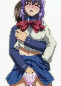 00s 1boy 1girl anal animated animated_gif blue_skirt bow bowtie breasts clothed_sex clothes_lift dildo dildo_under_clothes dildo_under_panties double_penetration fujino_shion fukaya_mamoru grabbing_another&#039;s_breast grabbing_from_behind groping hand_in_panties hand_under_clothes hatsu_inu hetero open_mouth panties pink_panties purple_hair pussy_juice red_bow red_neckwear school_uniform sex_toy short_hair skirt skirt_lift stitched tagme third-party_edit underwear vibrator vibrator_under_clothes vibrator_under_panties
