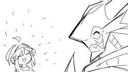 animated armor digimon dragon full_armor horns i_miss_my_wife_tails_(meme) laughing looking_at_another medievaldukemon meme short_hair sigh ulforcev-dramon video wings