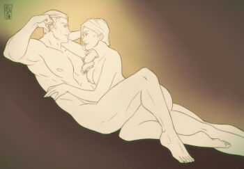 1boy 1girl aftersex albert_wesker alex_wesker breasts cuddling hetero looking_at_another lying_back lying_on_person multieleonora96 resident_evil resident_evil:_revelations_2 resting sex