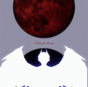 1boy akigawasou demon_horns faceless feathered_wings horns kim_dokja male_focus moon omniscient_reader&#039;s_viewpoint pointy_ears red_moon short_hair silhouette solo upper_body white_wings wings