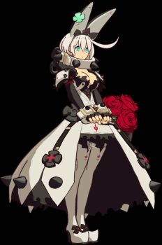1girl 20s 3d alternate_costume animated animated_gif aqua_eyes arc_system_works belt black_background black_dress black_gloves boots bouncing bouncing_breasts bouquet breasts bridal_gauntlets bridal_veil bride chain cleavage cleavage_cutout clothing_cutout clover collar dress elbow_gloves elphelt_valentine female_focus fighting_stance fingerless_gloves flower four-leaf_clover gloves goth_fashion grey_hair guilty_gear guilty_gear_xrd guilty_gear_xrd:_revelator high_heels idle_animation jewelry large_breasts looping_animation multicolored_dress official_art open_clothes open_dress pantyhose pendant red_belt rose short_hair simple_background solo spiked_collar spikes standing staring thigh_boots thighhighs veil wedding_dress white_dress white_hair