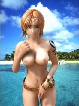 3d animated animated_gif beach breasts dancing incise_soul large_breasts m-rs nami_(one_piece) nipples nude one_piece oppai_oppai solo uncensored
