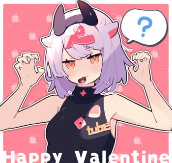 1girl ? absurdres animal_ears black_skirt blush breasts candy chocolate chocolate_heart cow_ears cow_girl cow_horns food hair_ornament heart heart-shaped_food highres horns indie_virtual_youtuber long_sleeves looking_at_viewer mahjong medium_breasts orange_eyes pekeko_(pepekekeko) pekeko_(vtuber) pink_hair red_background shirt short_hair skirt sleeveless sleeveless_shirt solo strip_game strip_mahjong virtual_youtuber