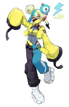 1girl adapted_costume canari_(pokemon) highres iono_(pokemon) iono_(pokemon)_(cosplay) nintendo pokemon pokemon_legends:_arceus ryoha_kosako simple_background white_background