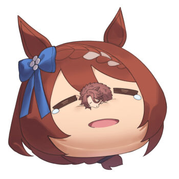 Rule 34 | absurdres, closed eyes, commentary request, commission, fukuro (maruaru00), hedgehog, highres, kantan creek, narita taishin (umamusume), no humans, pillow, pixiv commission, recursive animalization, simple background, sleeping, super creek (umamusume), umamusume, umamusume: cinderella gray, white background