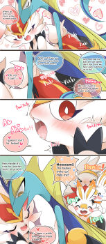 1boy 1girl absurdres ajiwo bad_tag blush bright_pupils cinderace closed_eyes couple dark_fur dark_skin ear_blush english_text evolutionary_family family female female_cinderace female_pokemon fur furry furry_with_furry gen_8_pokemon grey_fur happy happy_sex heart heart_nose hetero highres husband_and_wife inteleon lying male male_pokemon male_pokemon/female_pokemon membrane_(anatomy) moaning mother_and_father multicolored_ears multicolored_fur nintendo on_stomach one_eye_closed orange_fur pokemon pokemon_(creature) pokemon_hgss raboot red_eyes red_fur reptile requesting_impregnation saliva scalie scorbunny scut_tail sex sex_from_behind sound_effects talking tears teeth white_fur white_pupils white_tail