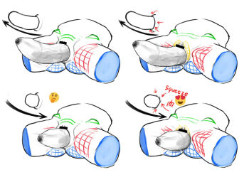 1girl banana bar_censor censored reference_sheet cropped_legs female_focus food fruit gluteal_fold kurotsuki_(luowei99) loli lower_body motion_lines multiple_views original simple_background spread_legs thighs vaginal webp-to-png_conversion white_background