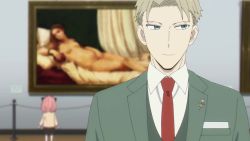 animated anya_(spy_x_family) audible_speech breasts child english_audio guillotine indoors museum painting_(object) sound spy_x_family statue tagme twilight_(spy_x_family) video yor_briar
