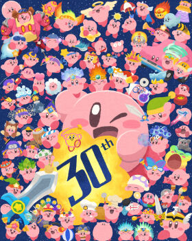 animal_kirby anniversary archer_kirby artist_kirby ball_kirby balloon_kirby baseball_cap beam_kirby beetle_kirby bell_kirby blush_stickers bomb bomb_kirby broom bubble_kirby burning_kirby car_mouth chef_hat circus_kirby cleaning_kirby cook_kirby copy_ability copy_kirby crash_kirby cupid_kirby cutter_kirby doctor_kirby drill_kirby esp_kirby everyone explosive festival_kirby fighter_kirby fire fire_kirby fireball freeze_kirby ghost ghost_kirby gun hachimaki hammer_kirby hat headband headscarf heart helmet hi-jump_kirby highres hoshi_no_kirby:_mugen_no_haguruma_o_sagase! hypernova_kirby ice_kirby invincible_candy jester_cap jet_kirby kirby kirby&#039;s_dream_land kirby&#039;s_epic_yarn kirby&#039;s_return_to_dream_land kirby:_planet_robobot kirby_star_allies kirby_(series) kirby_&amp;_the_amazing_mirror kirby_and_the_forgotten_land kirby_and_the_rainbow_curse kirby_cafe kirby:_canvas_curse kirby:_squeak_squad laser_kirby leaf_kirby light_kirby magic_kirby magician metal_kirby miclot microphone mike_kirby mini_kirby mirror_kirby missile_kirby mouthful_mode multicolored_headwear needle_kirby ninja_kirby nintendo no_humans one_eye_closed open_mouth paint_kirby parasol parasol_kirby plasma_kirby poison_kirby polearm ranger_kirby red_headband robobot_armor silk sleep_kirby smash_kirby smile spark_kirby spear spear_kirby spider_kirby spider_web star_wand stone_kirby sword_kirby throw_kirby top_hat tornado_kirby ufo_kirby ultra_sword_kirby umbrella wand water_kirby weapon wheel_kirby whip_kirby wing_kirby wrestler_kirby yarn_kirby yo-yo yo-yo_kirby