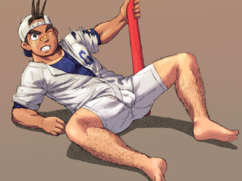 Rule 34 | 1boy, baseball bat, baseball cap, baseball uniform, capcom, classroom, hat, justice gakuen, male focus, muscular, sawamura shoma, school, solo, sportswear